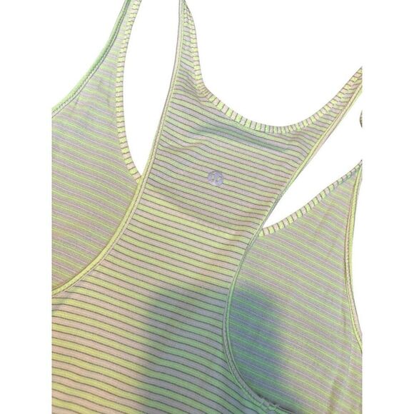 Lululemon Womens yellow Striped Racerback Tank Top sz 10 - Picture 3 of 8